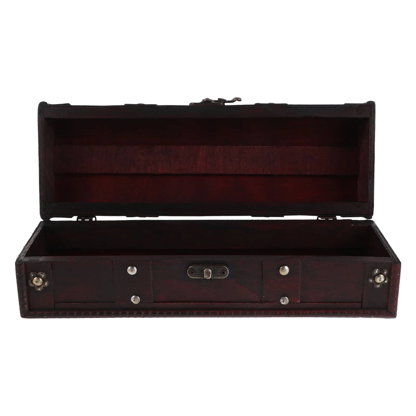 

Vintage Wooden Jewelry Storage Box 13.36X4.72X4.32In Retro Desktop Organizer For Earrings Necklaces Trinkets With Lid