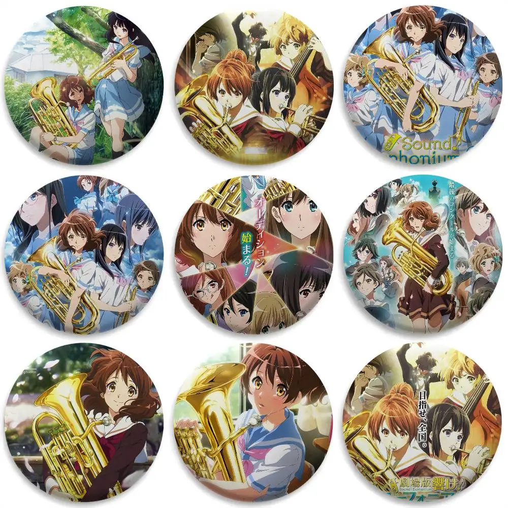 

Sound E-Euphonium Anime Badges Round Exquisite Badge Brooches Creative Pins For Clothes Hat Backpack Gift Accessories