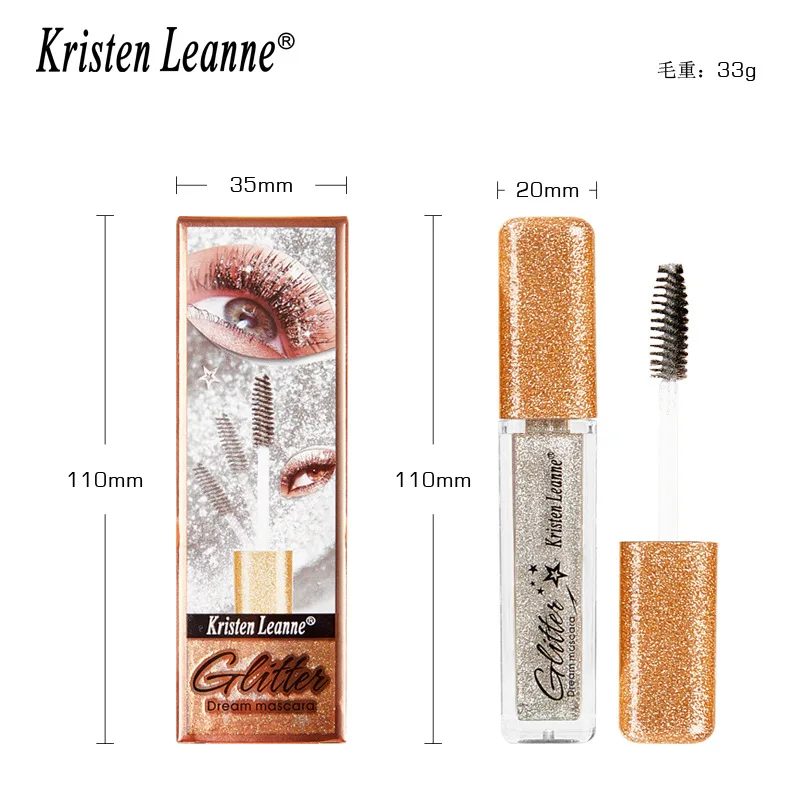 Máscara de pestañas con purpurina 4D, alargamiento de pestañas, extensión brillante de diamante, cepillo para pestañas, maquillaje de belleza, máscara de Color dorado de larga duración