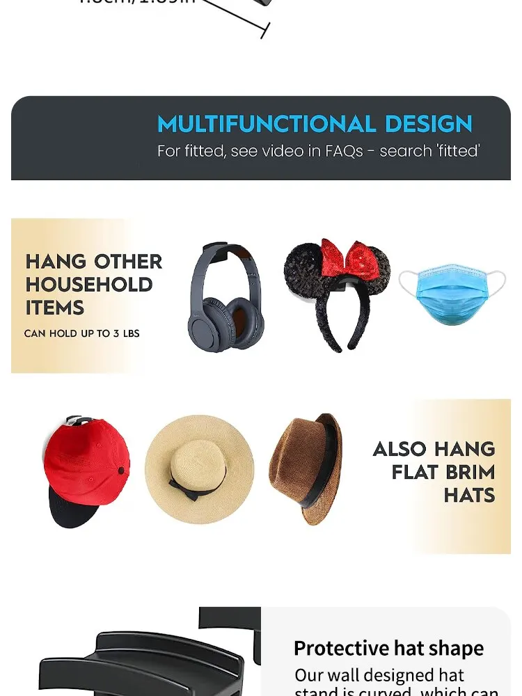 5/10 Stück selbstklebende Huthaken für die Wand, minimalistisches Rack-Design, kein Bohren, starker Halt, Hutaufhänger, Patent-Aufhellung – Detail 4