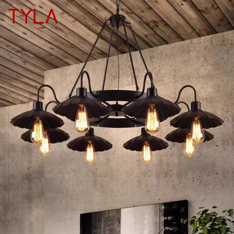 TYLA American Retro Pendent Lamp Industrial Wind Living Room Restaurant Loft Clothing Store Cafe Bar Box Homestay Chandelier