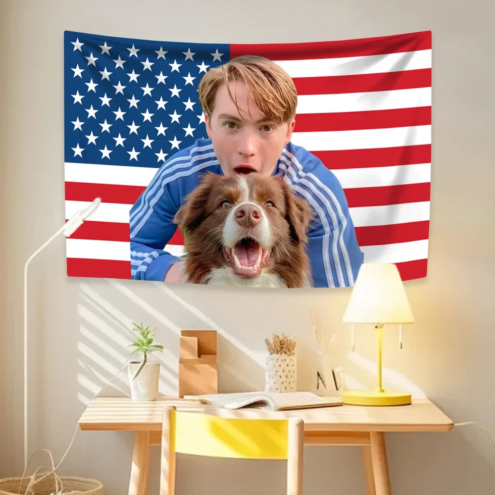 Kit Connors Tapestry American Flag Famous Actor Home Decor Wall Hanging Covering Cloth Bedroom Dorm Background Fans Gift