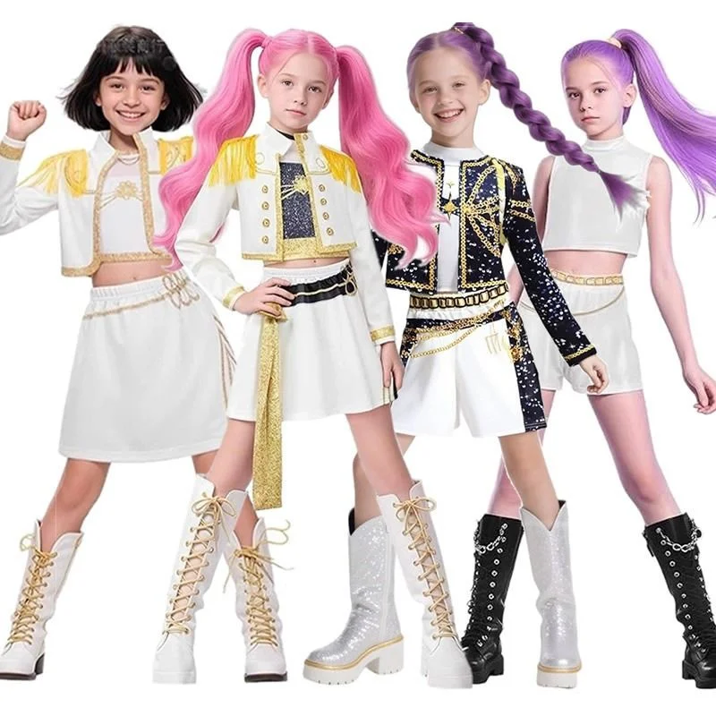 

Mira Rumi Zoe Hunters Kids Girls Cosplay Costume Top Coat Skirt Shorts Accessories Halloween Demon Suit Uniform Clothes Outfits