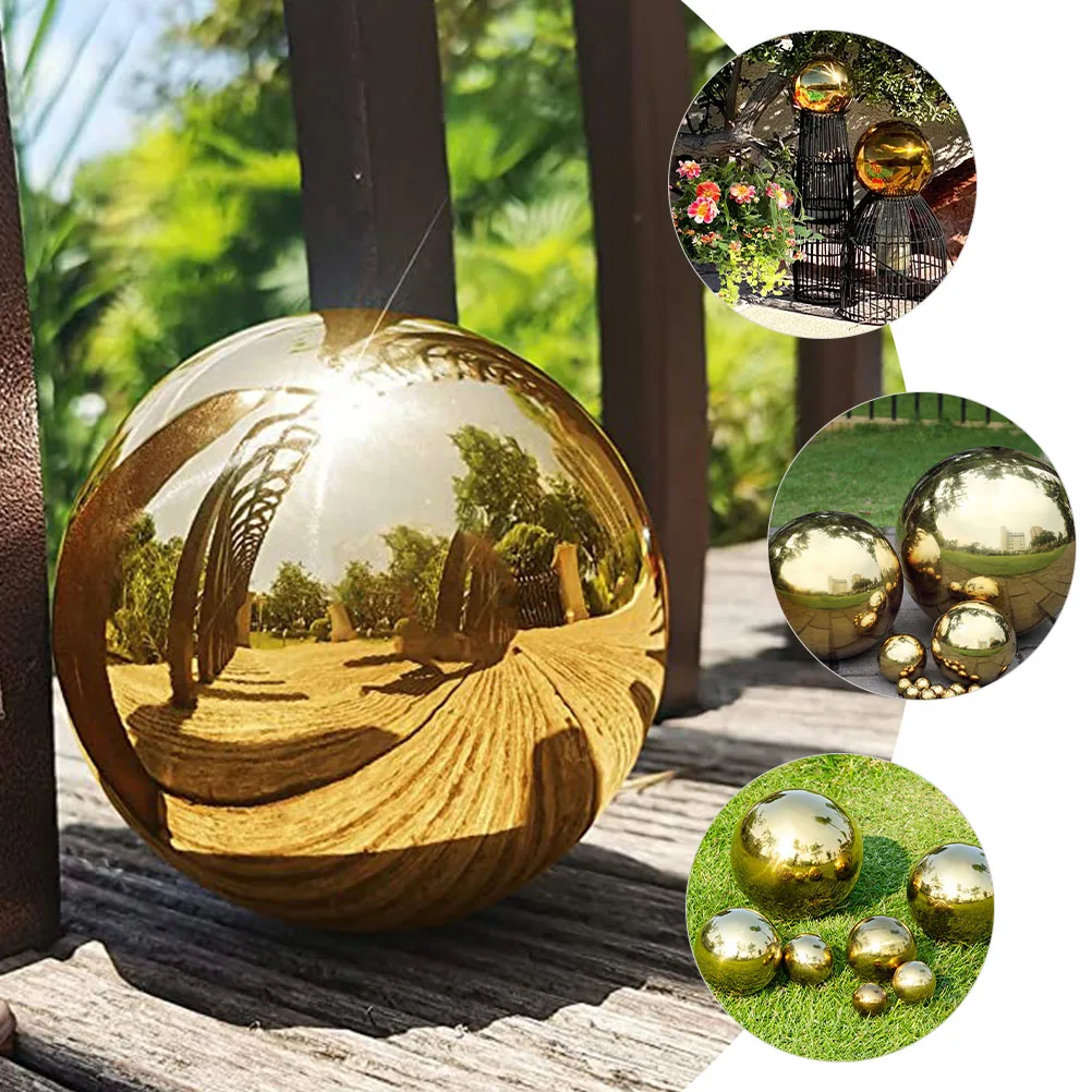 

8pcs Stainless Steel Mirror Ball Gazing Balls for Gardens Decor Golden Reflective Patio Outdoor Garden Spheres Lawn Decorations