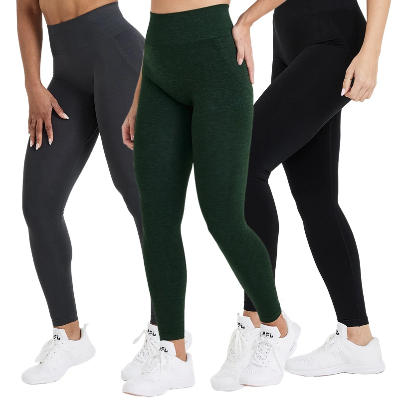 3 Pack Leggings Effortless Seamless Leggings GYM Scrunch Butt Women Push Up Workout Tights Fitness Stretch High Waist Yoga Pants