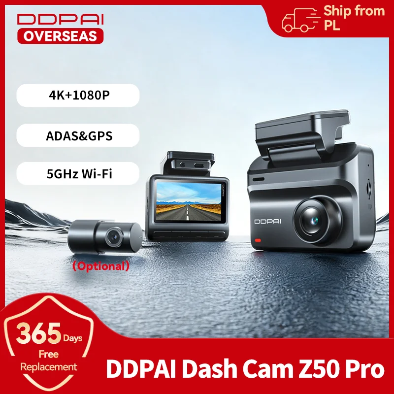2025 New DDPAI Z50 Pro Dash Cam 4K Car DVR 3"IPS Screen 5GHz WiFi GPS ADAS 24H Parking Monitor Front and Rear Dashcam Car Camera