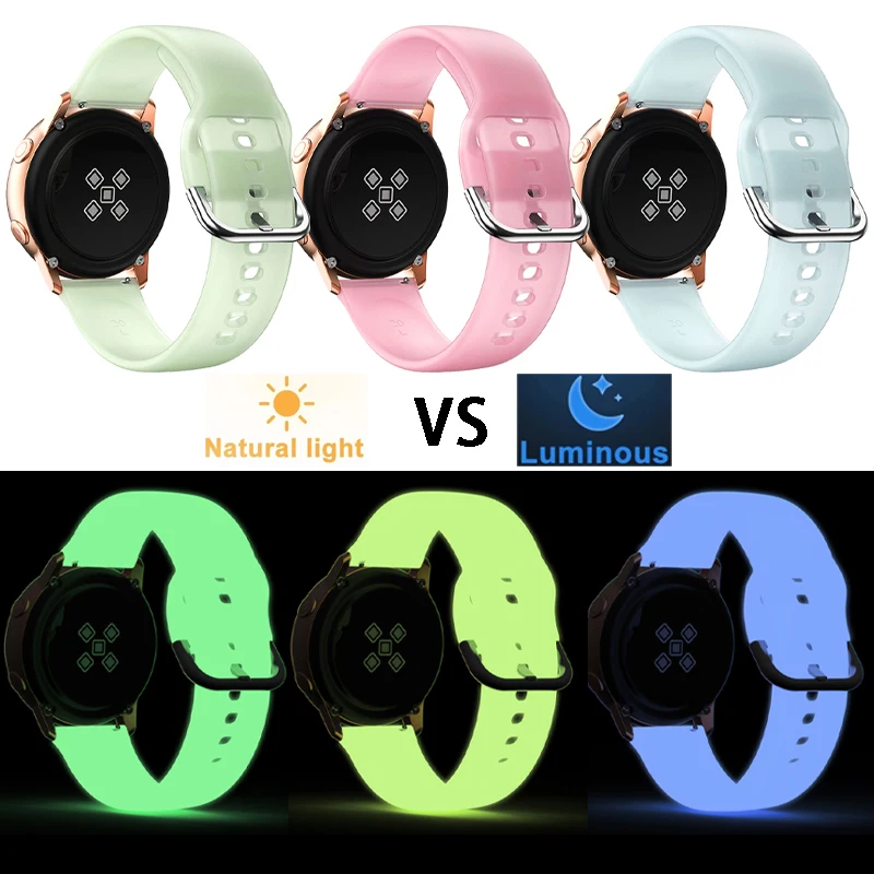 20mm Luminous Glowing Watch Band For Samsung Galaxy Watch 7 Active 2 40/44mm Strap Women Watch 6 Classic 47mm Wristband Bracelet