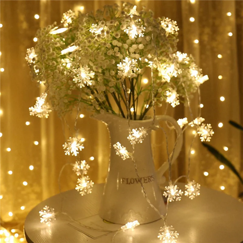 

ABUP-3X 20LED Snowflake String Light Christmas Garland Fairy LED Ball Light Lanterns Xmas Outdoor Party Decor Battery Power