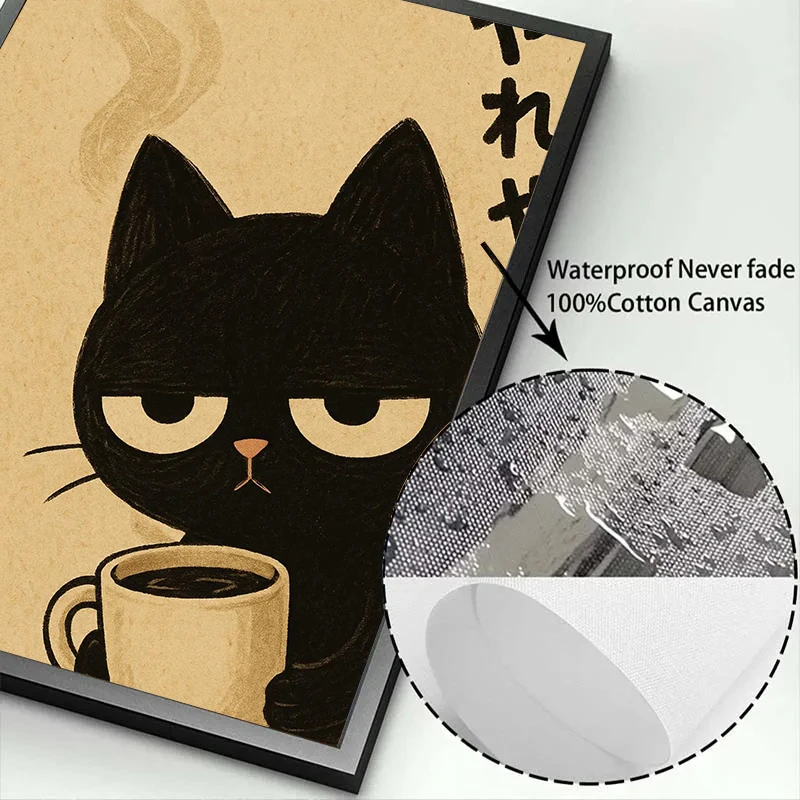 خمر اليابانية اسبريسو السوشي رامين القط الأسود المطبخ الغذاء التوضيح المشارك حائط لوح رسم صور ديكور المنزل