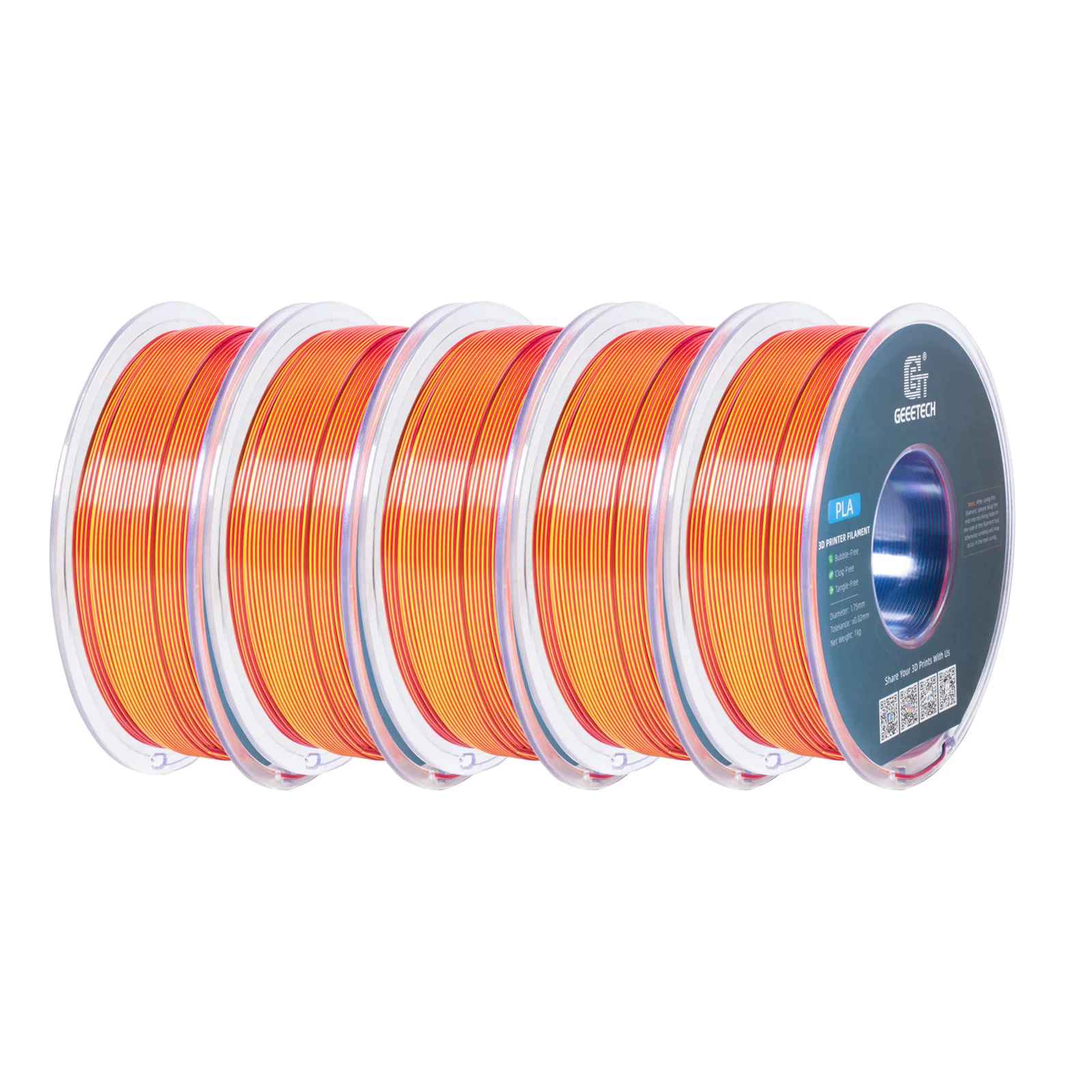

Geeetech 5KG BiColor Silk PLA Filament 1.75mm Diameter Double Colors Vacuum Packaged 3D Printing Filament for Precision Printing
