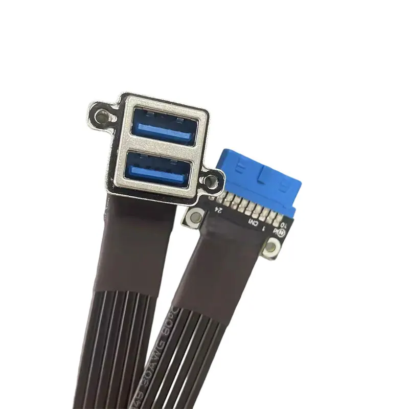 ADT-Link USB 3.0 Type A to int.19P Extension Adapter Blue Interface 19 Pin 20 Pin Front Rear Corner With Screw Holes