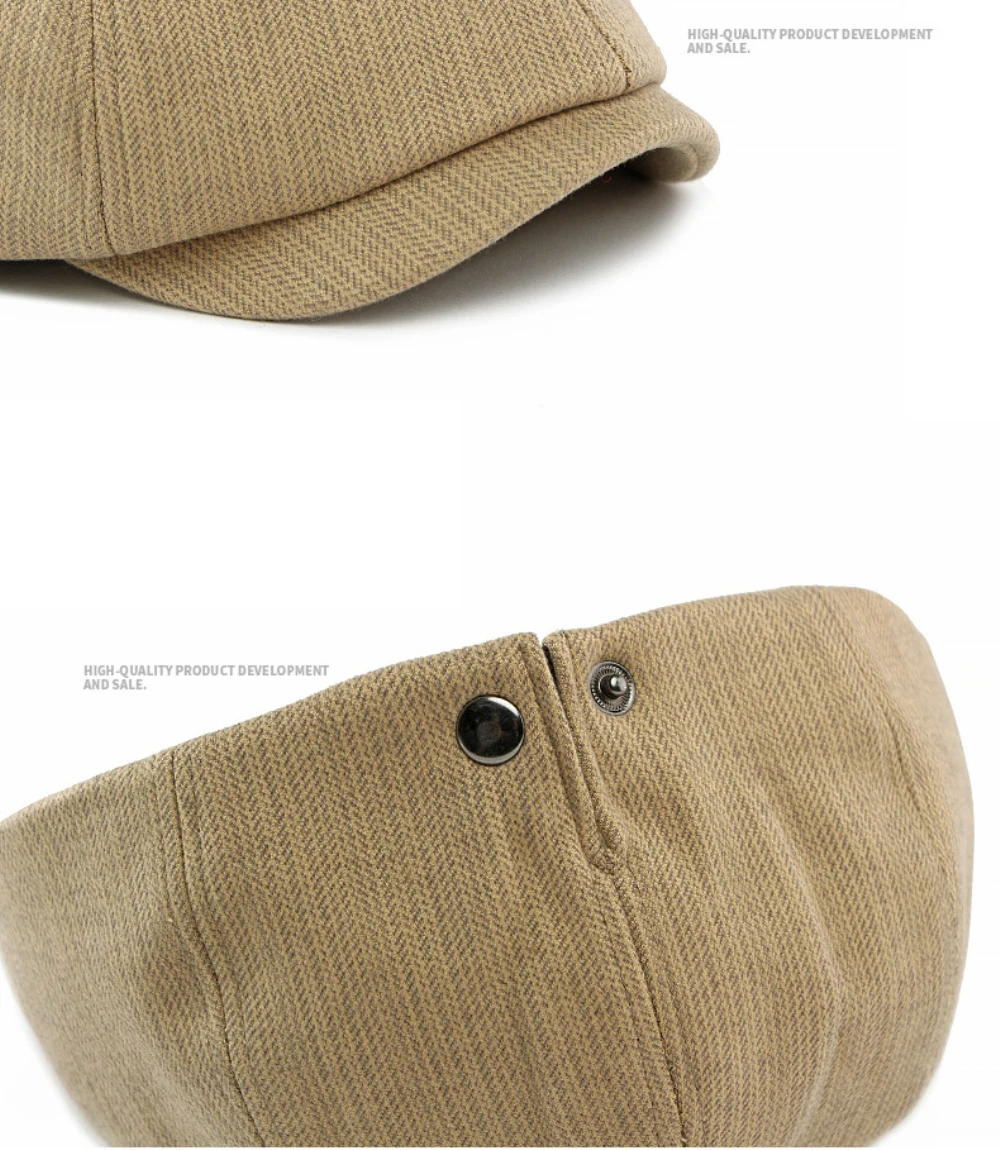 HT5032 Baskenmütze Kappe Neue Frühling Herbst Winter Männer Frauen Kappe Künstler Maler Wolle Baskenmütze Hut Männlich Weiblich Einstellbare Achteckige Baskenmütze Kappe – Detail 5