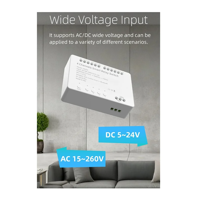 FFYY-Tuya Wifi Modulo interruttore a 4 canali 5-24V/100-240V Relè Wifi + RF433 Modulo telecomando fai da te