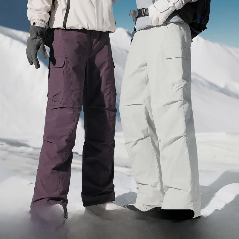 Waterproof Windproof down Pants for Men And Women Outdoor Winter Skiing Fleece Youth Trendy Long Straight Leg Workwear