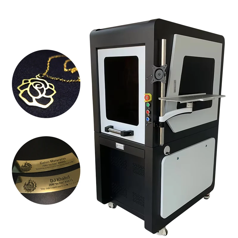 Laser Marking Machine With Enclosed Cabinet 2.5d 3d Fiber Uv Co2 Galvo Color Laser Marker