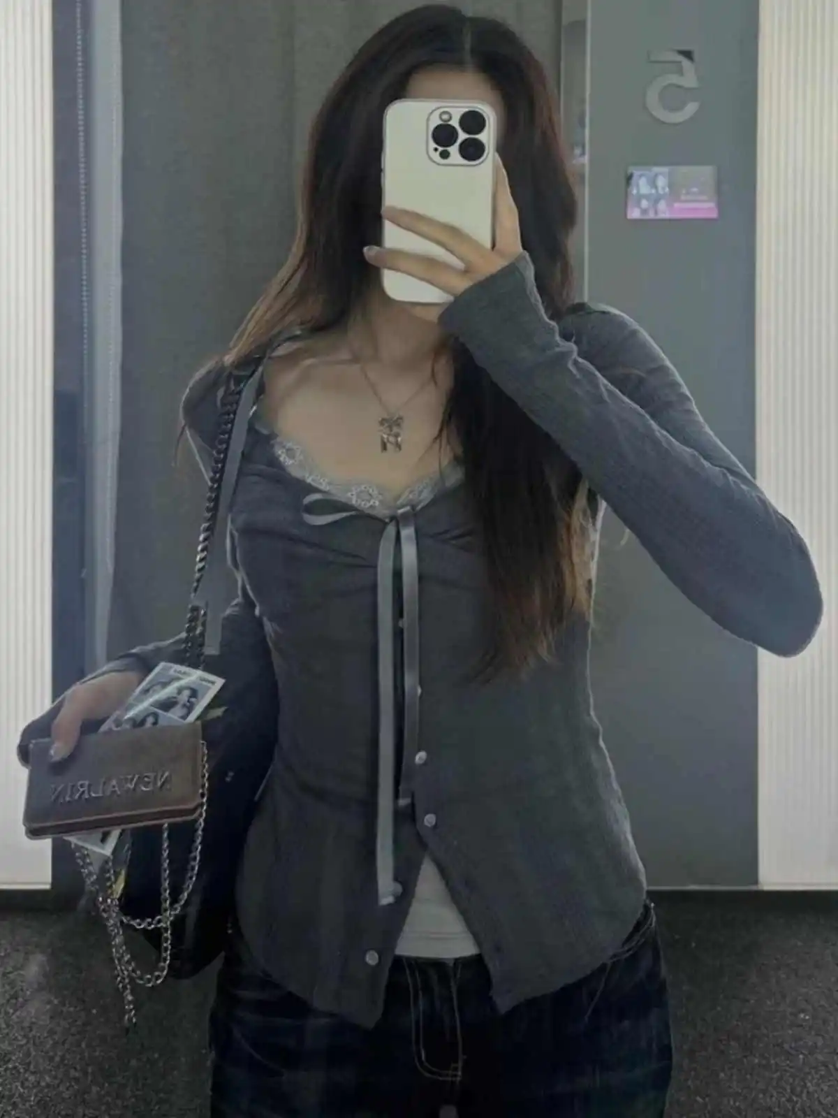 Unico SEI Base con finiture in pizzo monospalla irt Pure Desire Strap Long Sve Top Set in due pezzi Casual Sle Slim Fit Summer T-S...