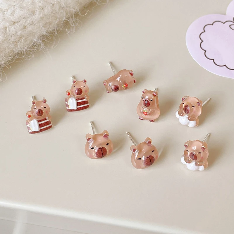 1Set Nette Cartoon Capybara Tier Ohrringe Für Frauen Mädchen Trendy Kawaii Capybara Brot Ohrringe Schmuck Zubehör Geschenke