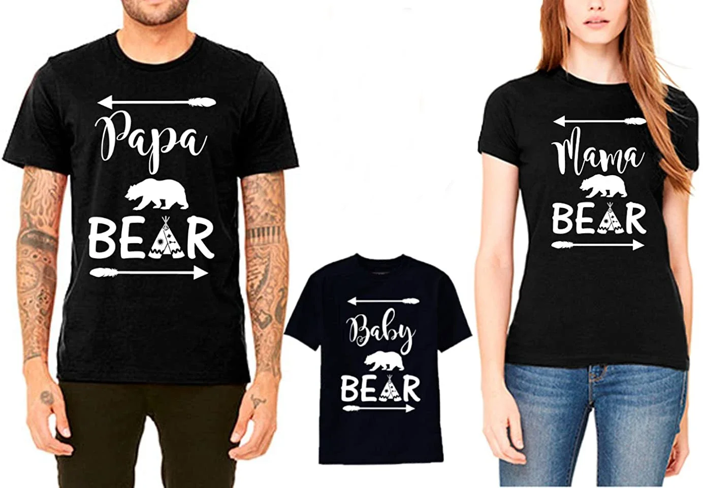 Family Matching Outfits Bear Family T Shirt Mama Papa Baby Bear Summer Vacation T- Shirt