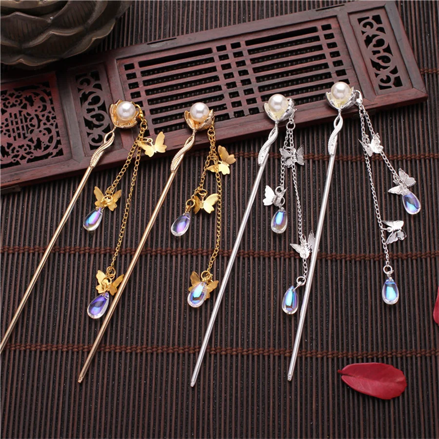 Fashion Vintage Chinese Style Hanfu Hair Stick Women Metal Hair Fork Hair Chopsticks Hairpin Woman Jewelry Hair Clip Accessories