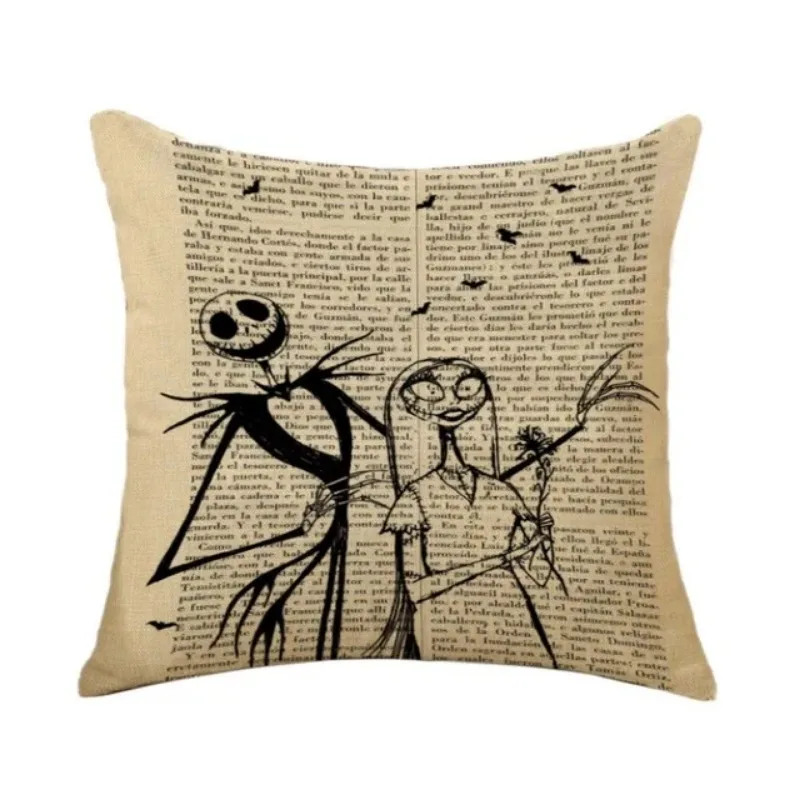 Halloween Cartoon Newspaper Theme Pillowcase 45X45cm Bedroom Decoration Pillowcase Comfortable Modern Style Hotel Decoration  ..