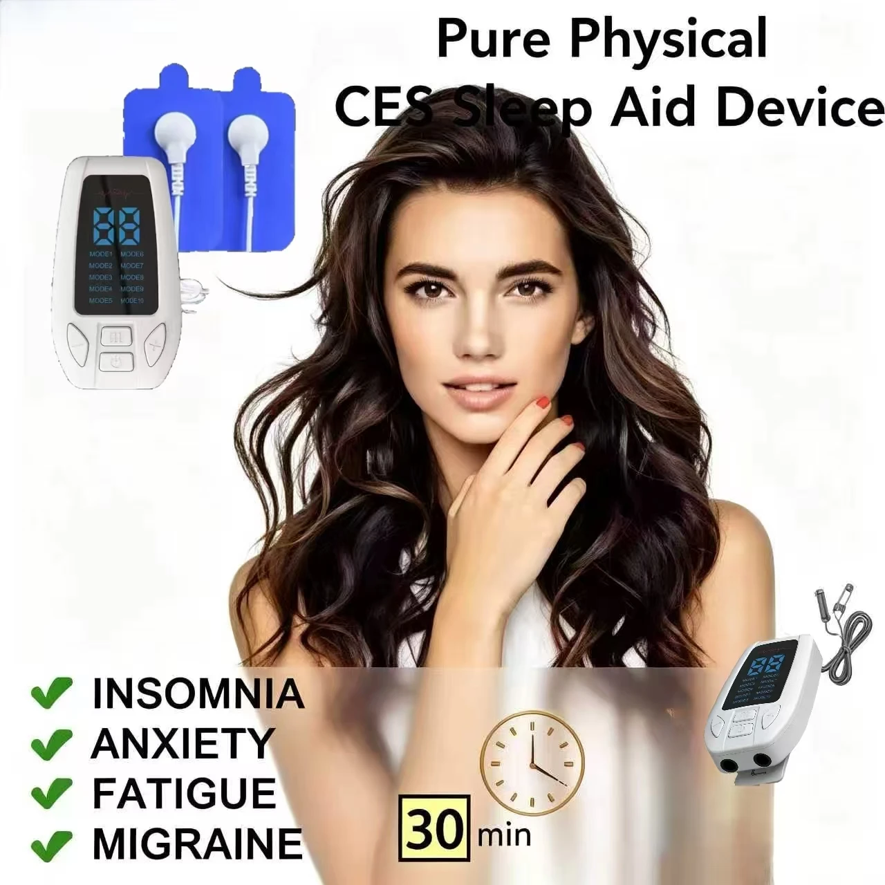 Easy-Use Ear Clip CES Electronic Apparatus for Insomnia Relief, Non-Invasive for Anxiety Stress and Depression Management