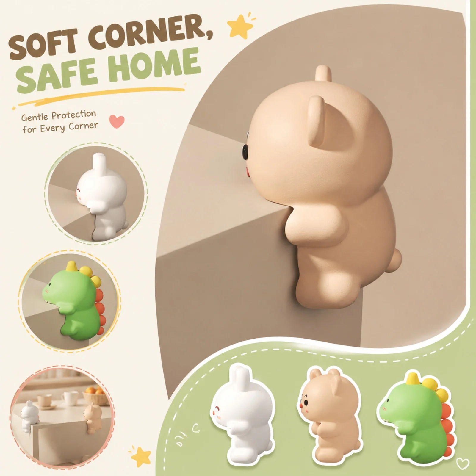 Animal Table Corner Guards Soft Baby Proofing Edge Protectors Cushion Bumpers Prevent Household Collision Injuries for Kids