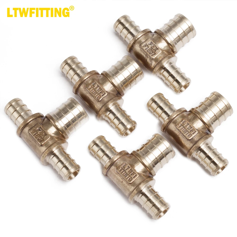 

LTWFITTING LF Brass PEX Crimp Fitting 1/2-Inch x 1/2-Inch x 3/4-Inch PEX Reducing Tee (Pack of 5)