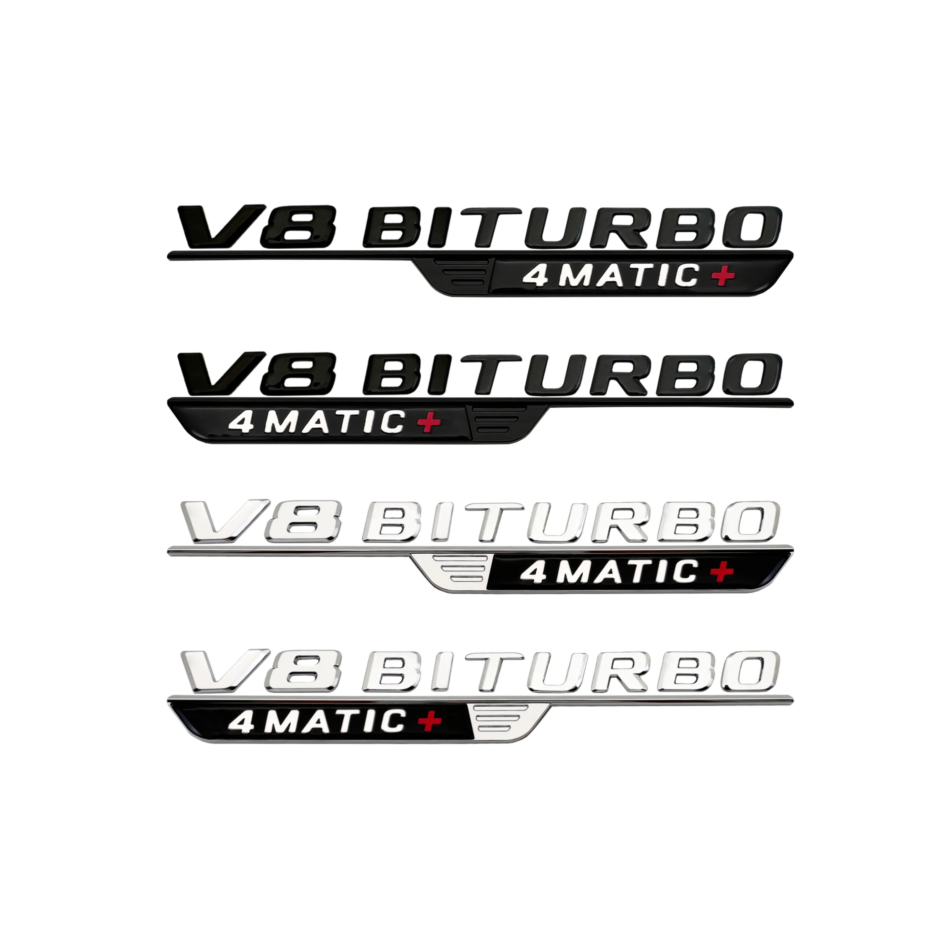 2024 New Letters Numbe V8 BITURBO 4MATIC+ Emblem Car Fender Trim Badge Sticker For Mercedes Benz C63S E63S GLC SL55 Accessories