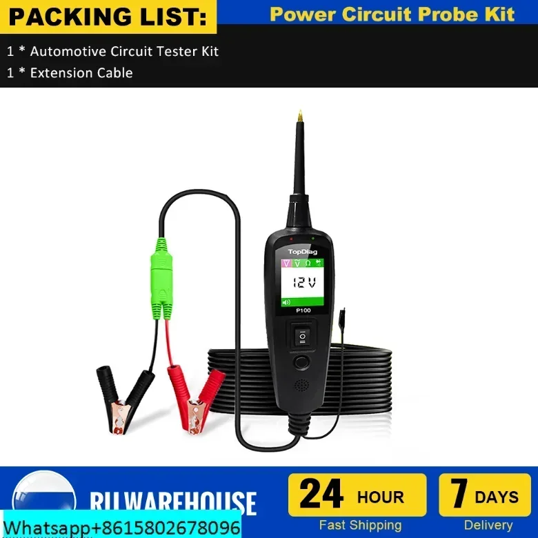 2m/10m Automotive Circuit Tester Power Circuit Probe Kit Car Voltage/Resistant Tester 12/24V Diagnostic Tool Component