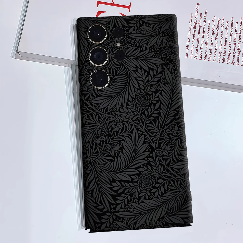 Dark Floral Damask For Samsung Galaxy S26 S25 S24 A56 A36 Dual Layer Luxury Fashion Full Lens Protective Case