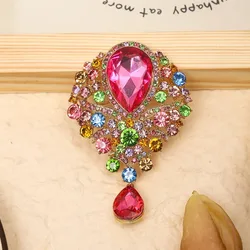 hot selling women large crystal glass brooch clothing accessories pins jewelry