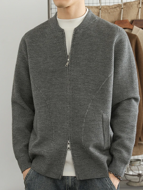 

High-End Knitted Zipper Baseball Collar Men's Sweater Cardigan Spring Autumn New Sle Soft Comfortable Polyester Blend Long ...