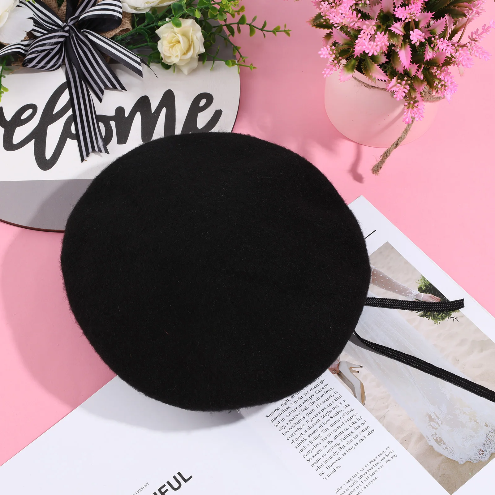 

Adjustable Pure Wool Beret Hat For Men Women Unisex Stylish Warm Lightweight Headwear Sun Driving Cap British Peaked Hat For All