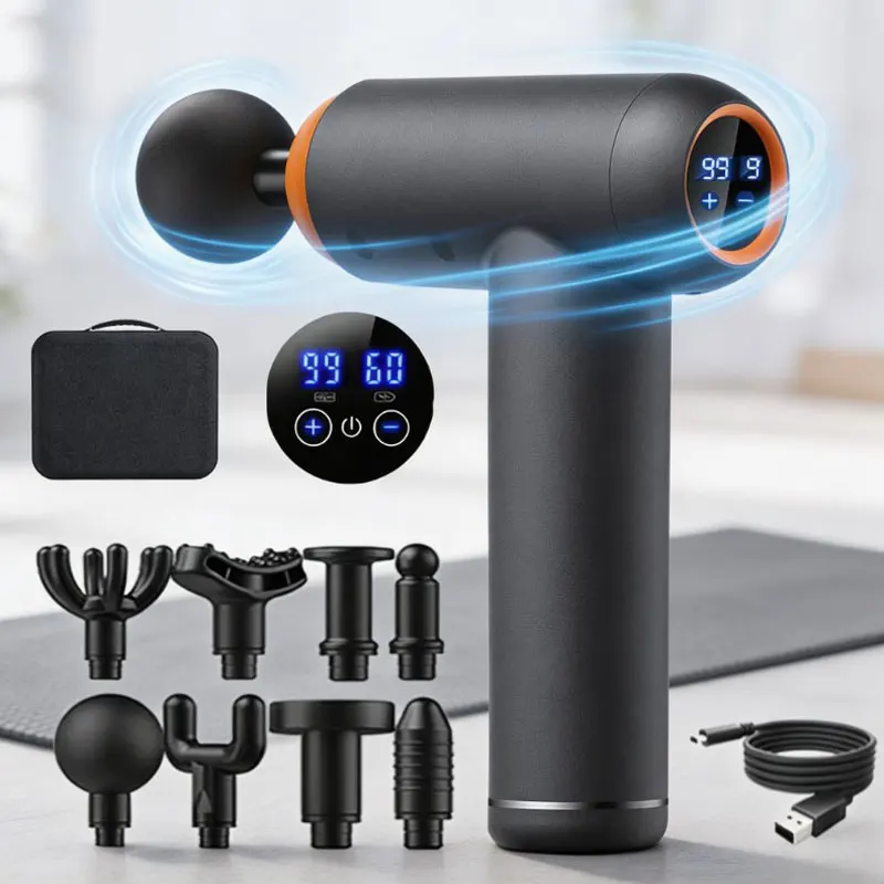 Pistolet de massage électrique 6800 tr/min avec écran LED, masseur corporel portable pour la relaxation musculaire, le soulagement de la douleur après l'exercice et la fatigue quotidienne
