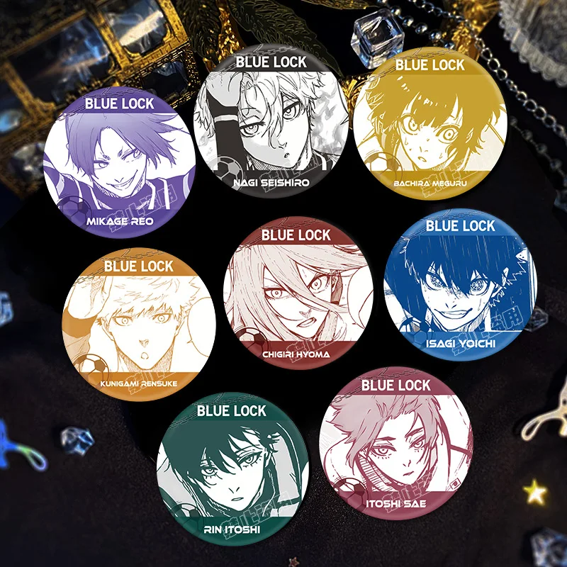 Hot Anime BLUE LOCK Figures Itoshi Sae Nagi Seishiro Itoshi Rin Exquisite Metal Laser Badge Pins Bag Decor Brooch Christmas Gift