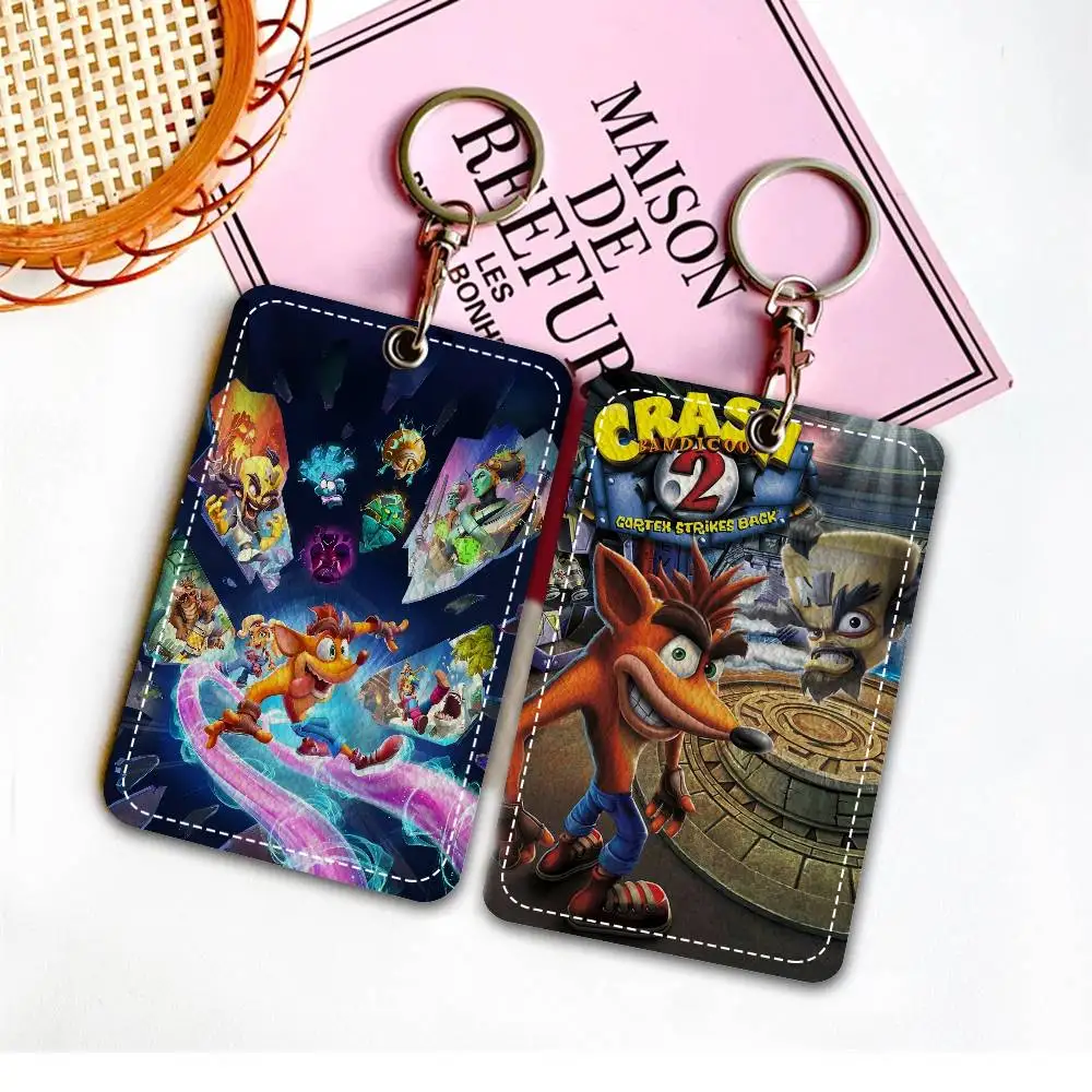 

C_CrashS_B-Bandicoot Game Holder Keychain With Keychain For Access Card Bus Pass & Card Credit ID Bank Card Protective Case