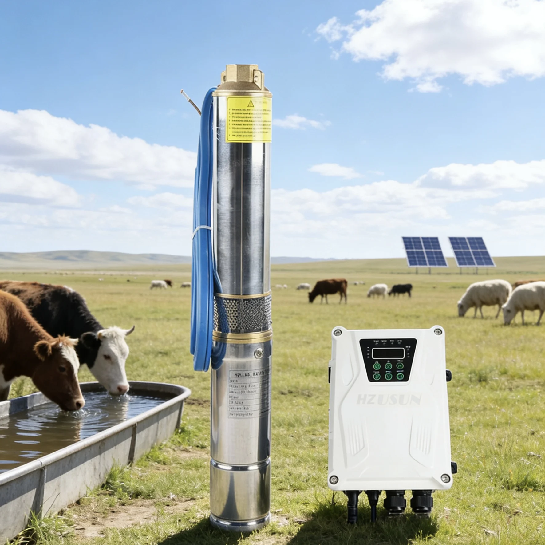 

1300W Solar Power 100M Borehole Pumping Kits with MPPT Controller DC 96V Solar Submersible Deep Well Pump System for Agriculture