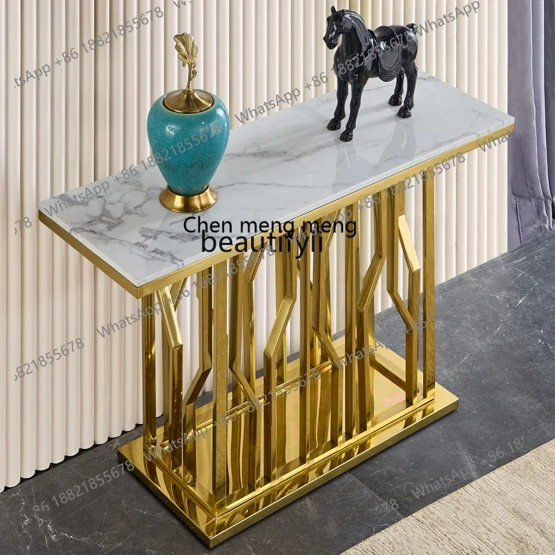M178 Against the wall marble entrance table stainless steel end view table Italian light luxury entrance table