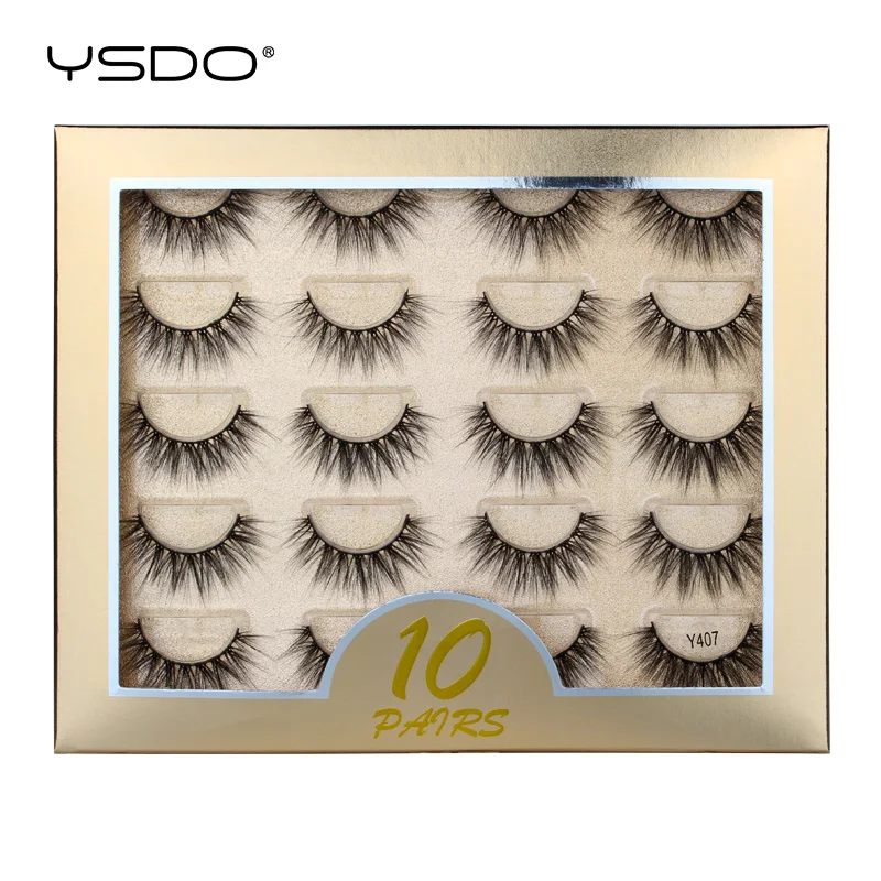 YSDO 10 pairs mink eyelashes hand made cilios mink 3d false eyelashes natural long volume eyelash 3d mink lashes faux lashes