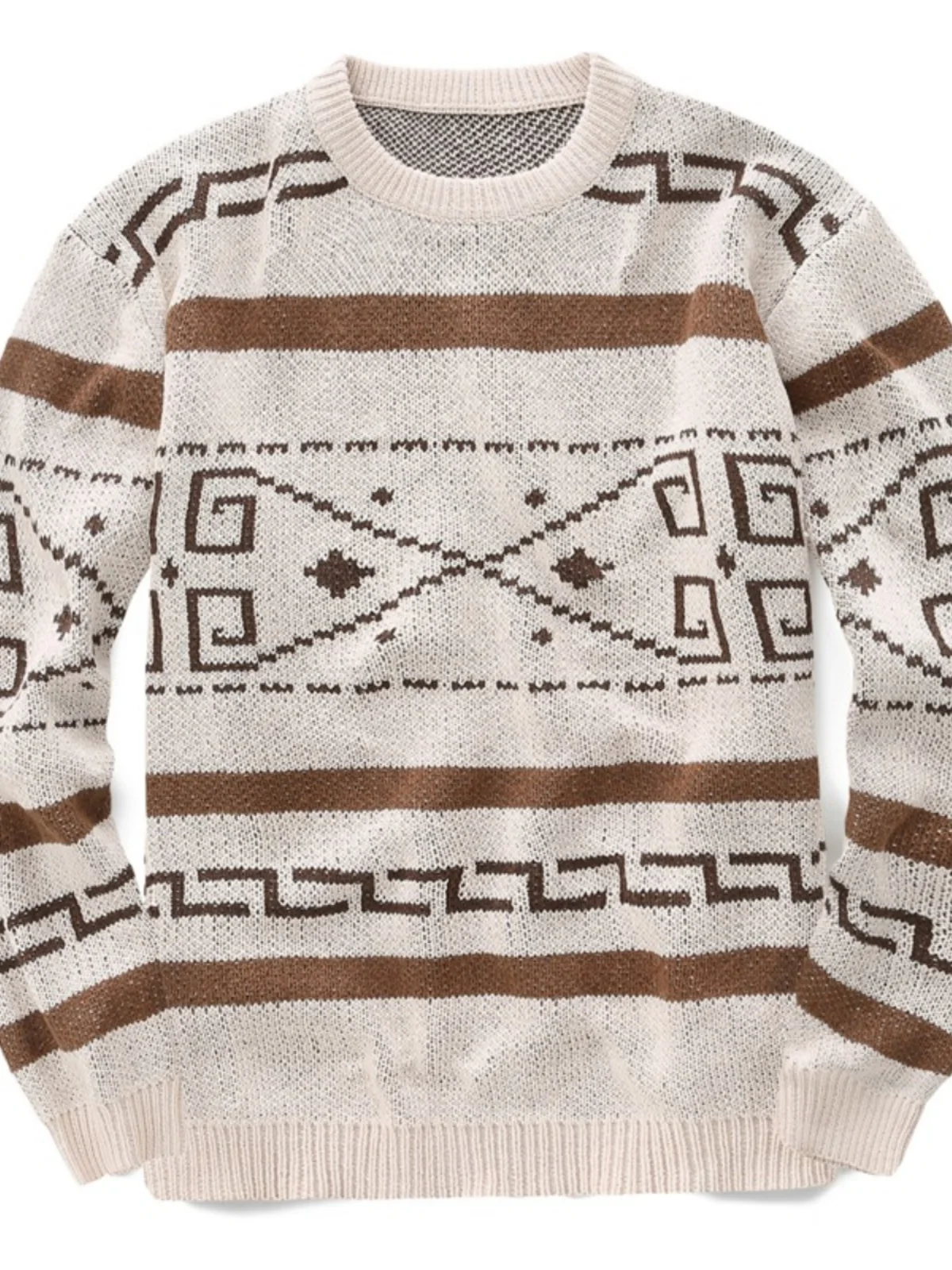 

Длинный вязаный свитер с жаккардовым узором, свободного кроя, удобный, дышащий, повседневный, для весны и осени