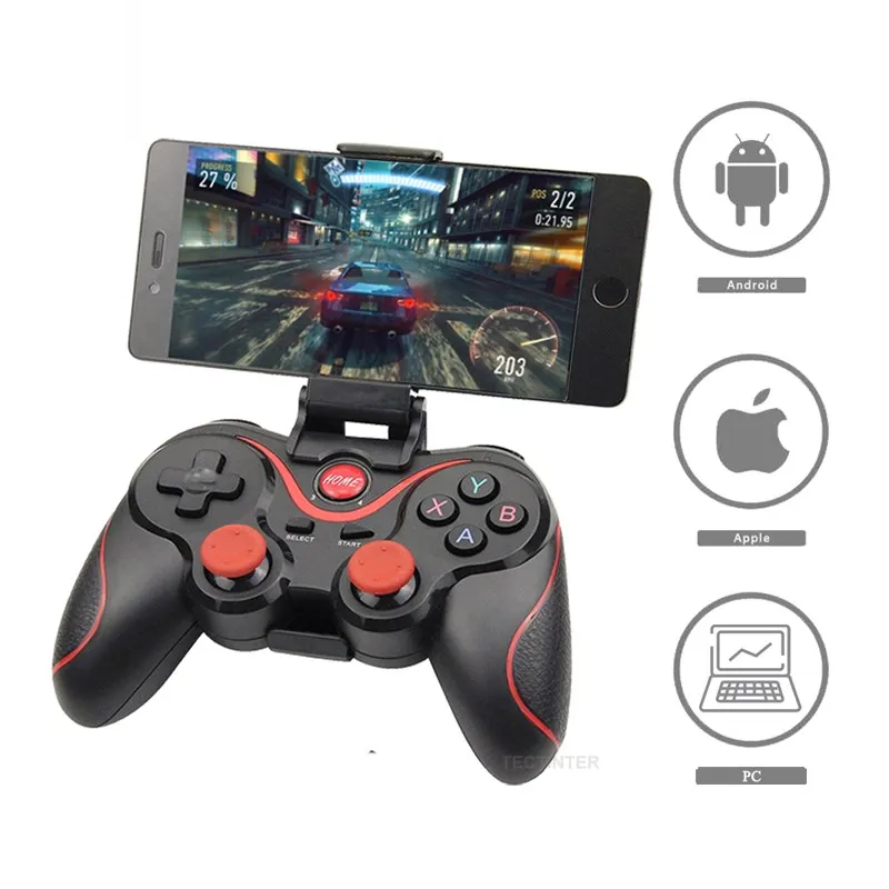 

Terios T3 X3 Wireless Joystick Gamepad PC Game Controller Support Bluetooth BT3.0 Joystick For Mobile Phone Tablet TV Box Holder