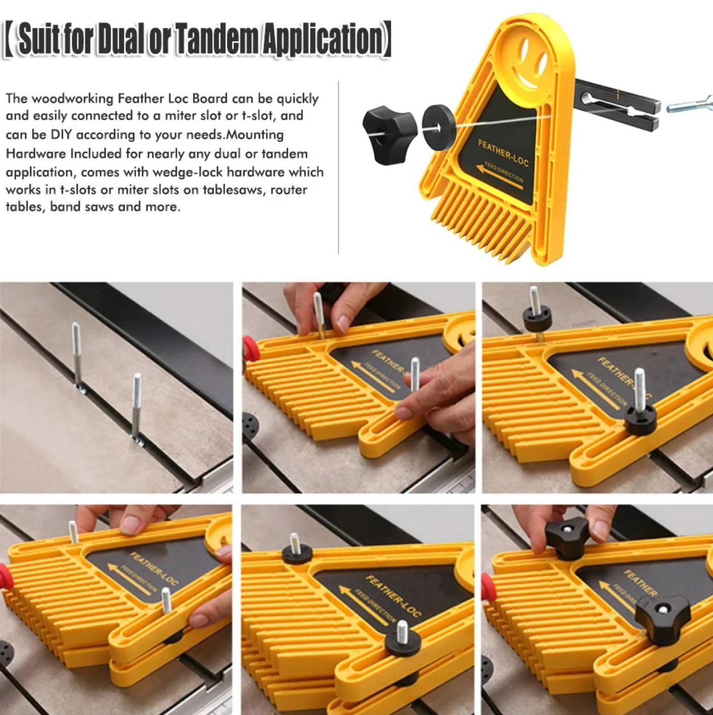 

Double Featherboards Set with Miter Gauge Slot,Multi-Purpose Woodworking Feather Loc Board for Router Table Saw Safety&Precision