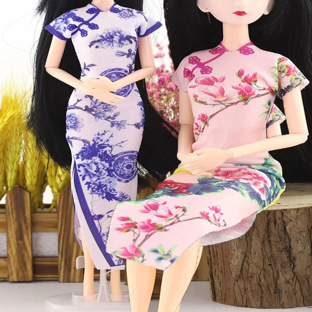 Fashion Cheongsam Style Handmade Evening Wearing Unique Dress Clothes Doll Accessories Chinese Traditional Dresses