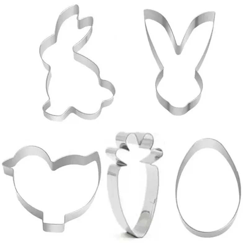 Easter Stainless Steel Cookie Cutter Mold Bunny Eggs Carrot Biscuit Moulds Baking Pastry Accessories Happy Easter Party Supplies