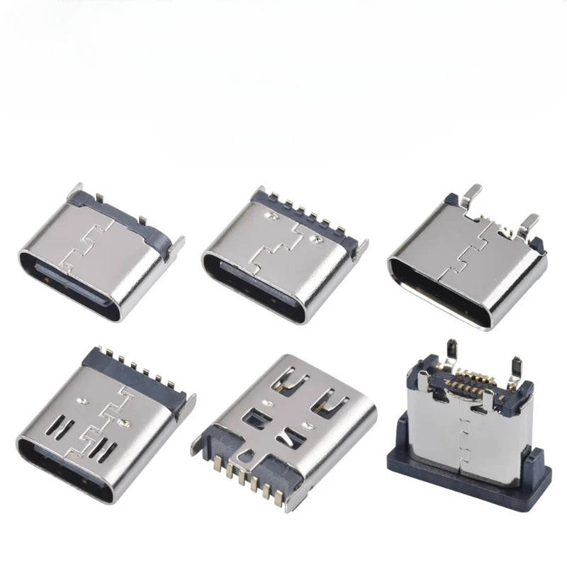 10Pcs USB Connector Type C Female Charging Port Jack 2/4/6/16/24Pin TypeC Socket PCB Soldering SMD SMT DIY Repair Type C Adapter
