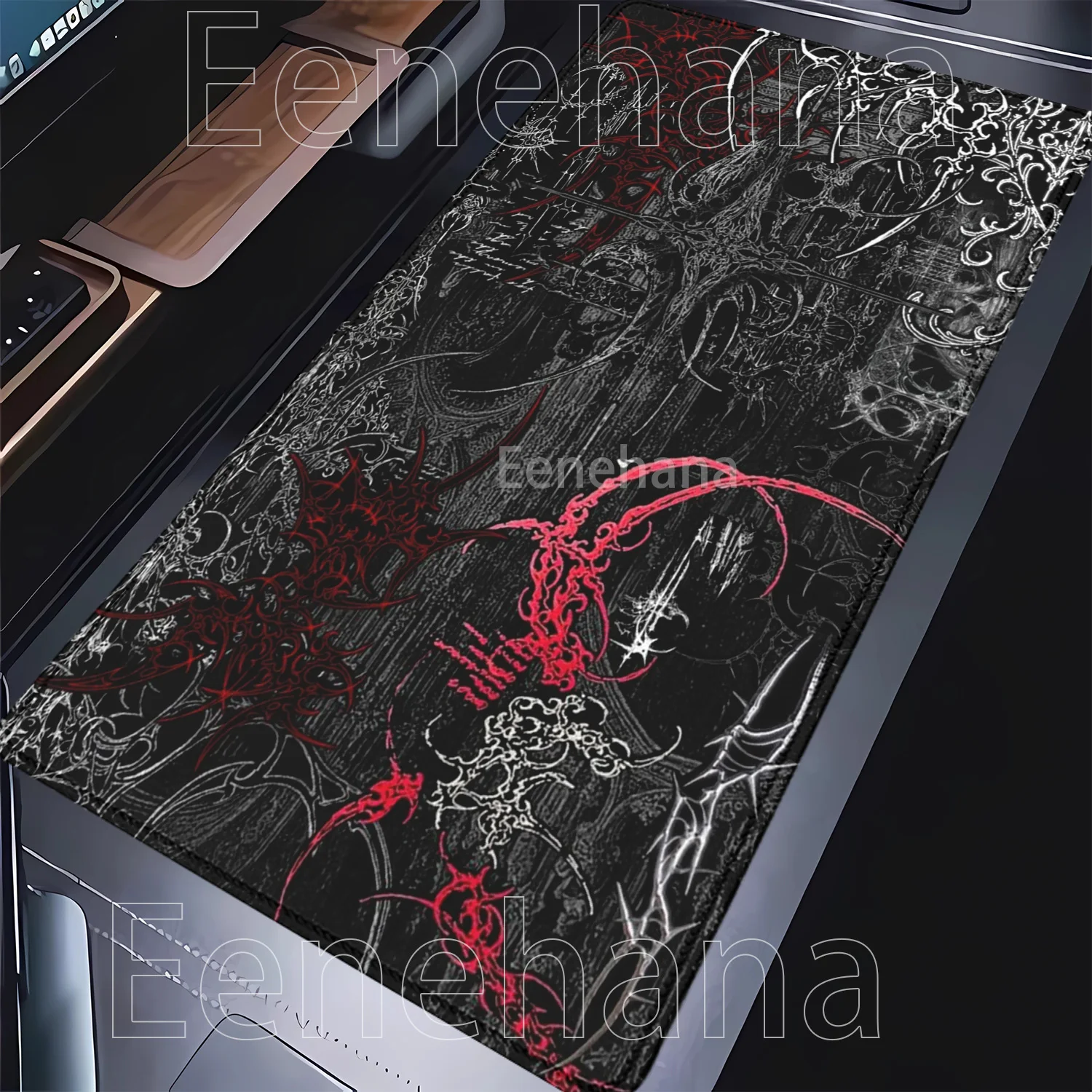 Mousepad Black White Pattern PC Gaming Non-slip Base Esports Keyboard Larger Mouse Pad Cartoon Overlock HD Printing XXL Desk Mat