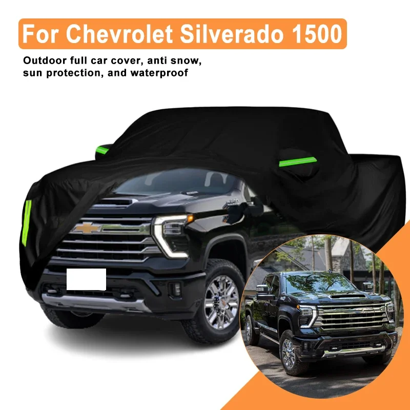 

Полный автомобильный чехол для Chevrolet Silverado 1500 для наружного использования — водонепроницаемый снегозащитный солнцезащитный козырек, аксессуары для защиты от зимы и лета
