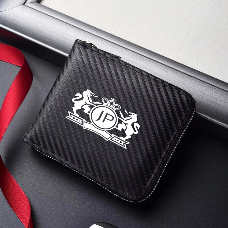 Carbon Fiber Textured Premium Leather Zipper ID Holder for Driver's License Suitable for JUNCTION PRODUCE Cars