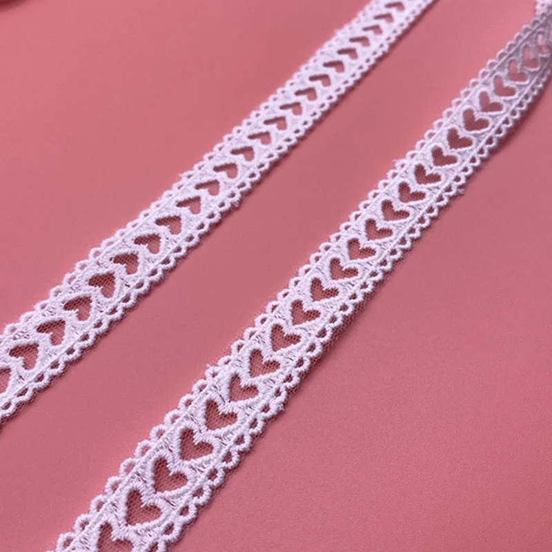 1.8cm Wide  White Bilateral Wavy Heart Cotton Lace Ribbon Embroidery Lace Accessories Vest Strap Sewing Diy Crafts Webbing