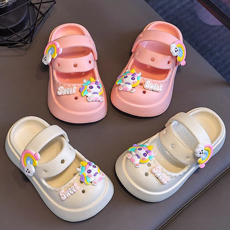 

Children's summer fashion sandals, thick bottom front wrapped hole shoes, home and outdoor dual-use, waterproof non-slip slipper